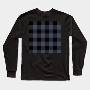 Blue Charcoal Giant Gingham by Suzy Hager    Black & Blue Long Sleeve T-Shirt